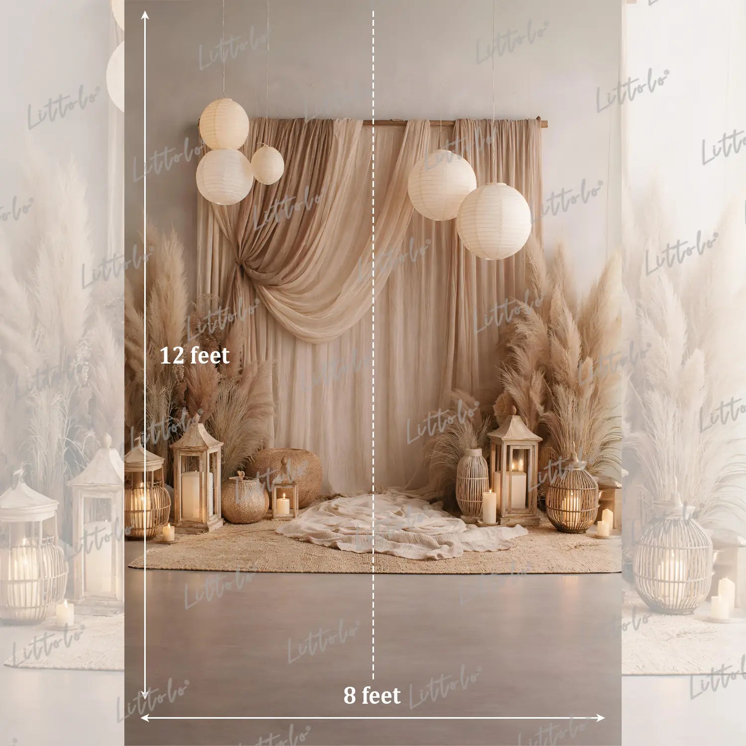 LB1588 Luxury Boho Pampas Maternity Backdrop