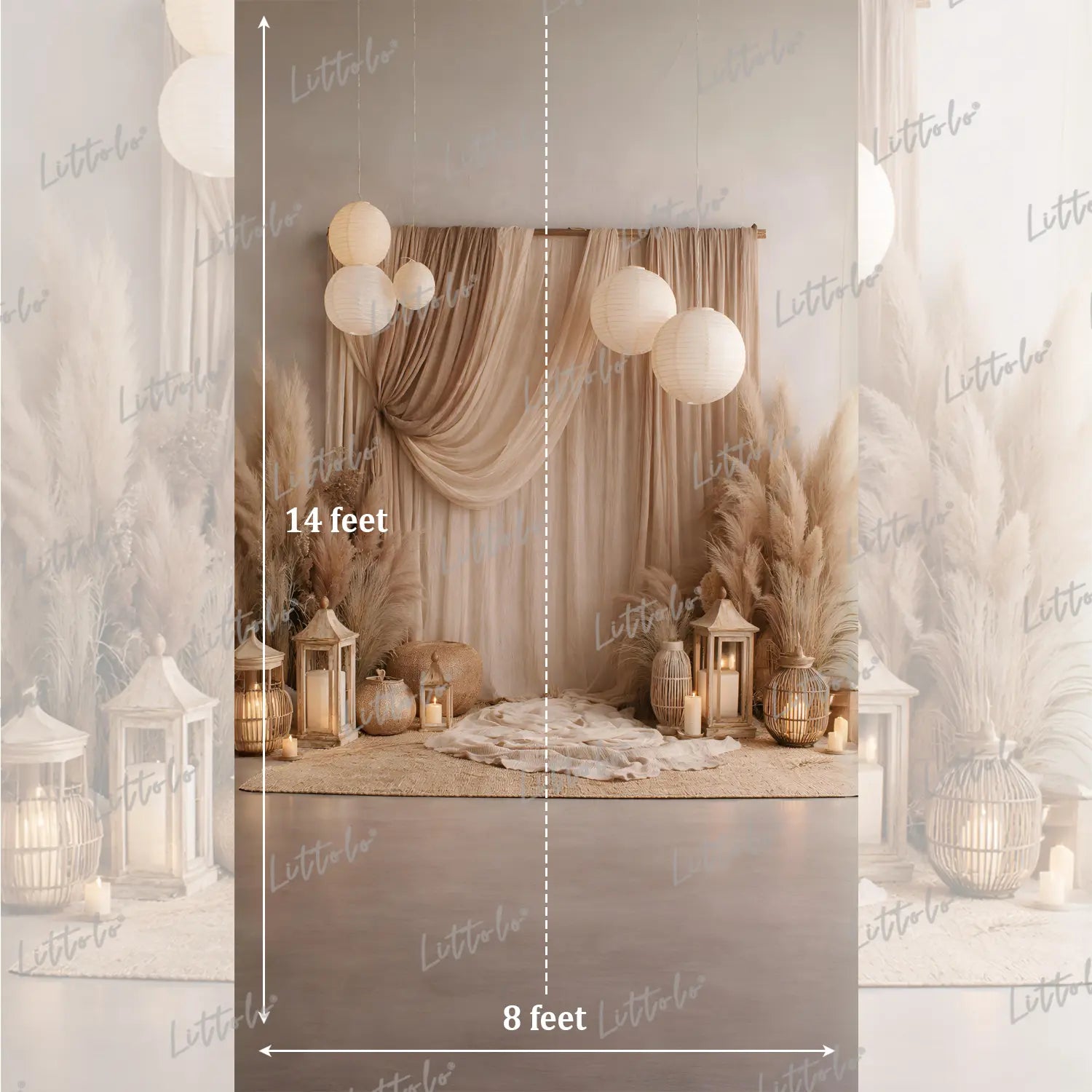 LB1588 Luxury Boho Pampas Maternity Backdrop