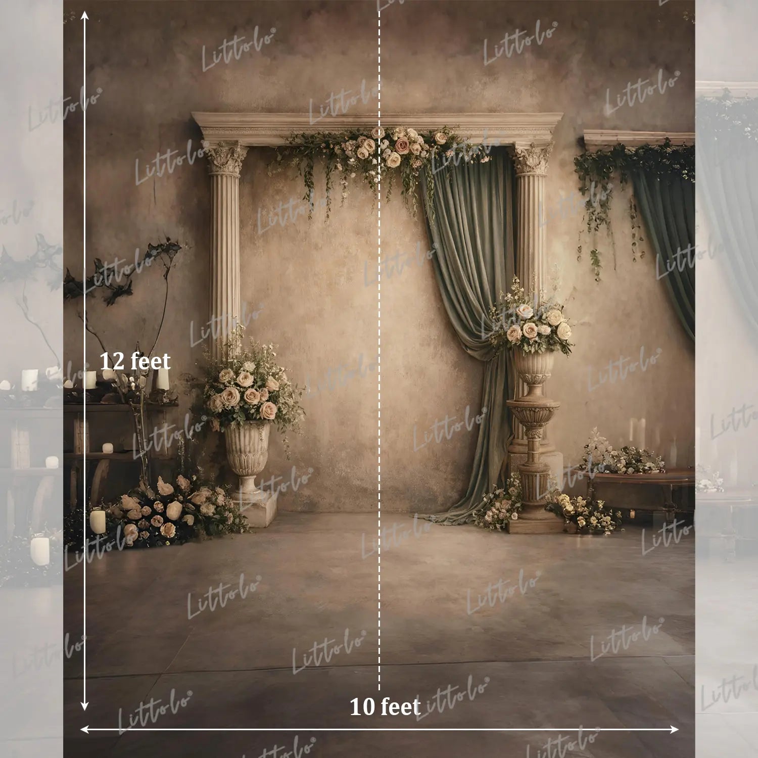 LB1590 Royal Vintage Floral Arch Maternity Backdrop