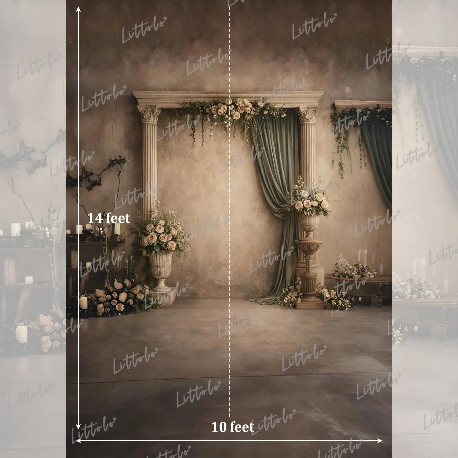 LB1590 Royal Vintage Floral Arch Maternity Backdrop