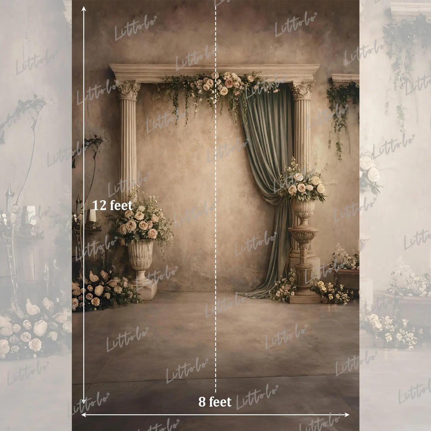 LB1590 Royal Vintage Floral Arch Maternity Backdrop