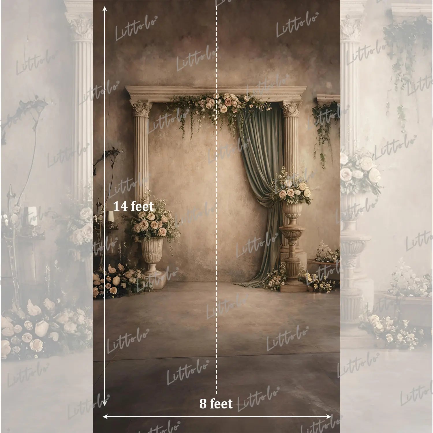LB1590 Royal Vintage Floral Arch Maternity Backdrop