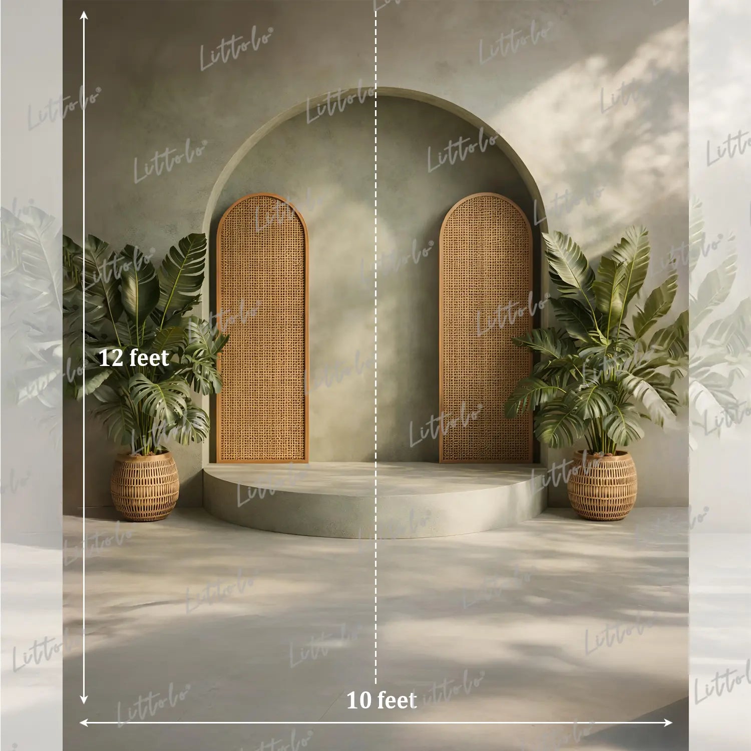 LB1591 Rattan Panel Boho Arch Maternity Backdrop