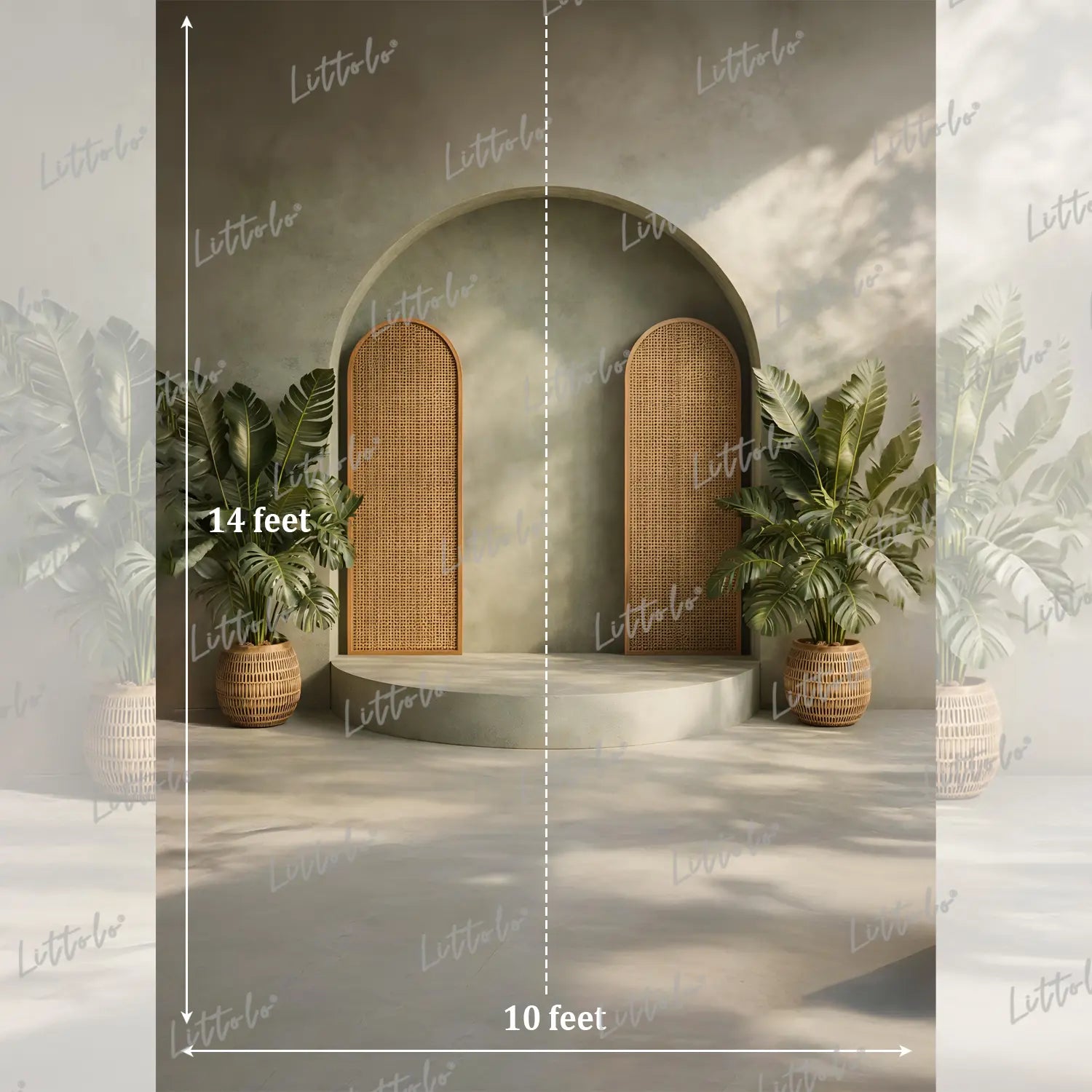 LB1591 Rattan Panel Boho Arch Maternity Backdrop