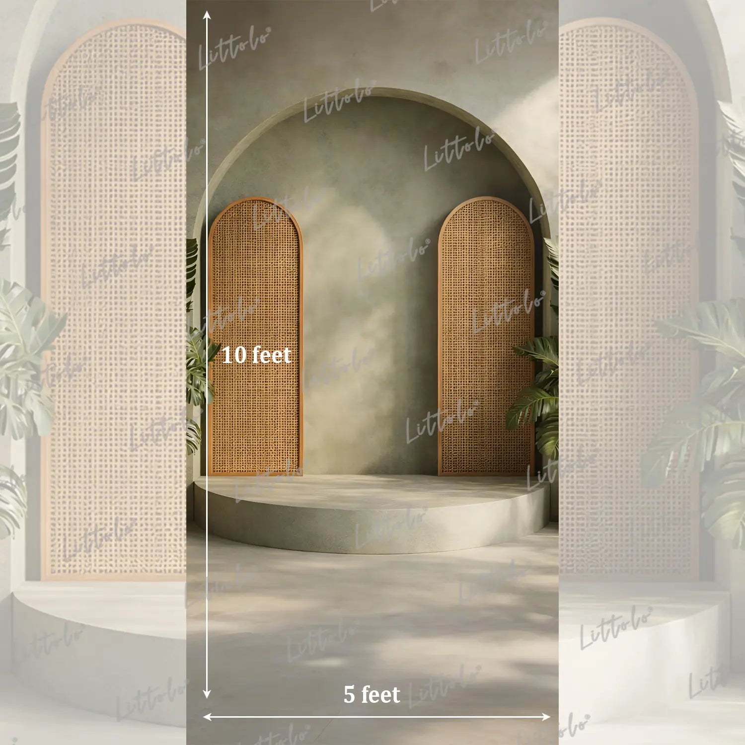 LB1591 Rattan Panel Boho Arch Maternity Backdrop