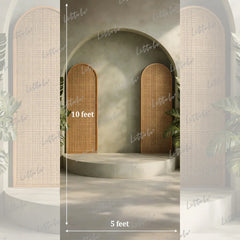 LB1591 Rattan Panel Boho Arch Maternity Backdrop