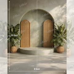 LB1591 Rattan Panel Boho Arch Maternity Backdrop