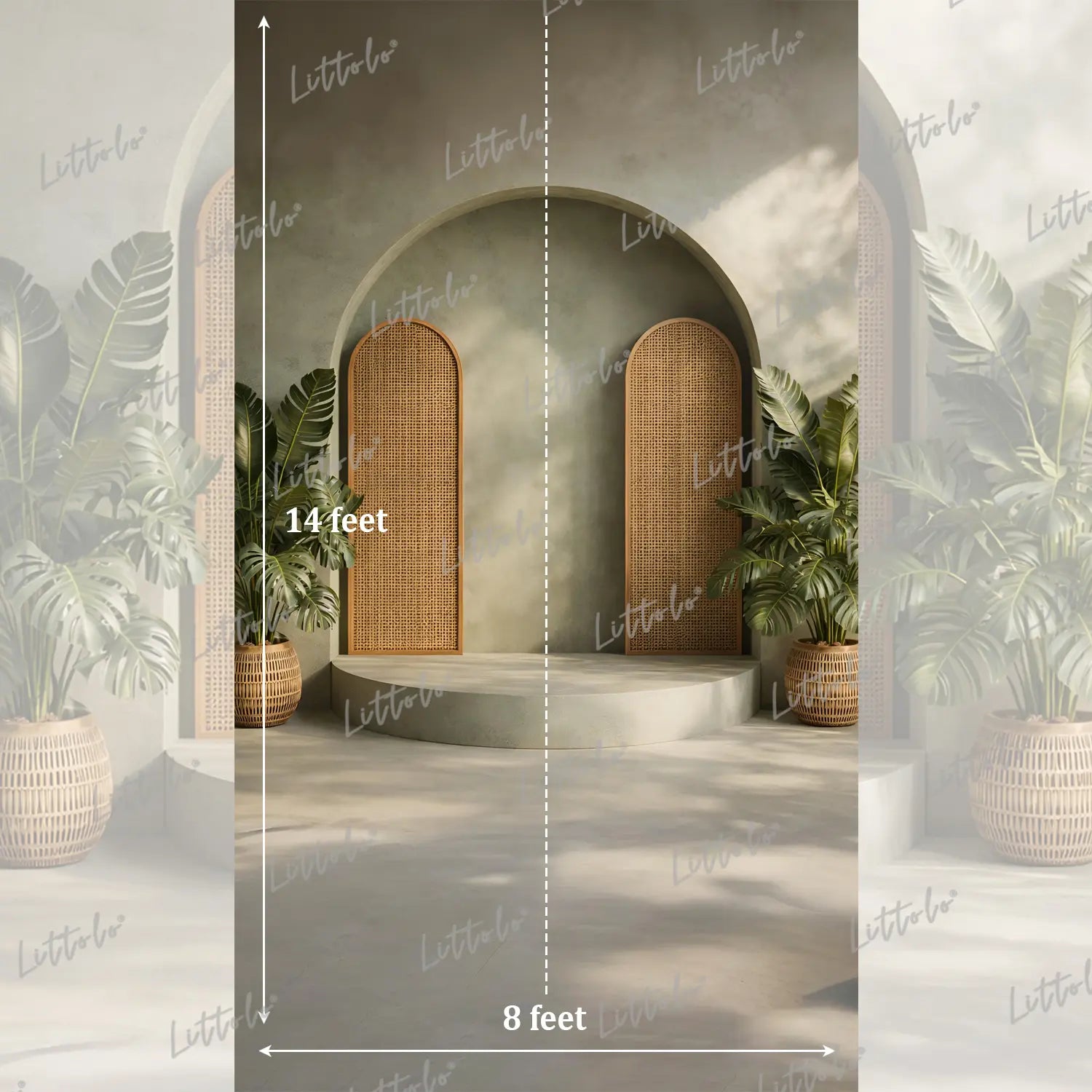 LB1591 Rattan Panel Boho Arch Maternity Backdrop