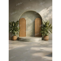 LB1591 Rattan Panel Boho Arch Maternity Backdrop