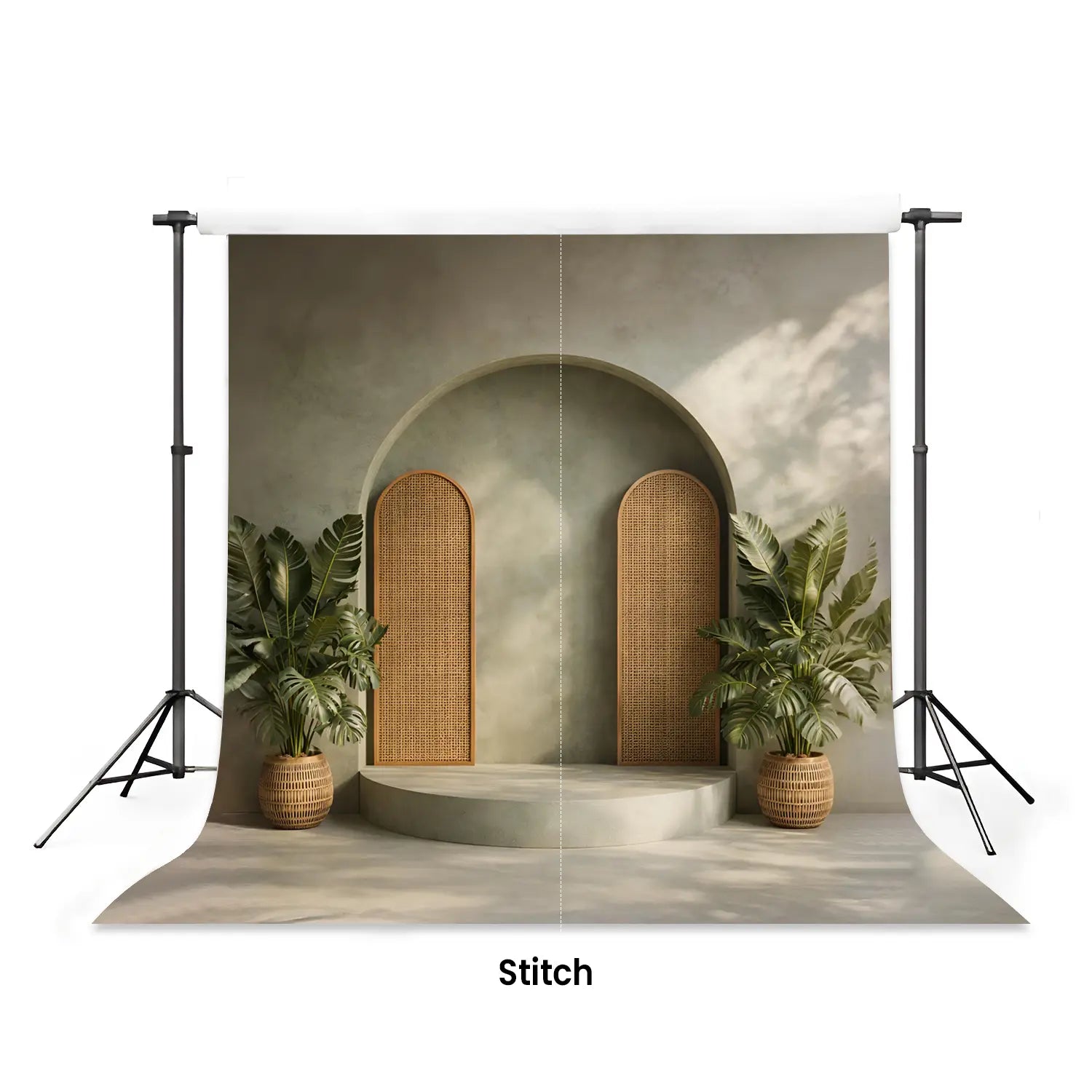 LB1591 Rattan Panel Boho Arch Maternity Backdrop