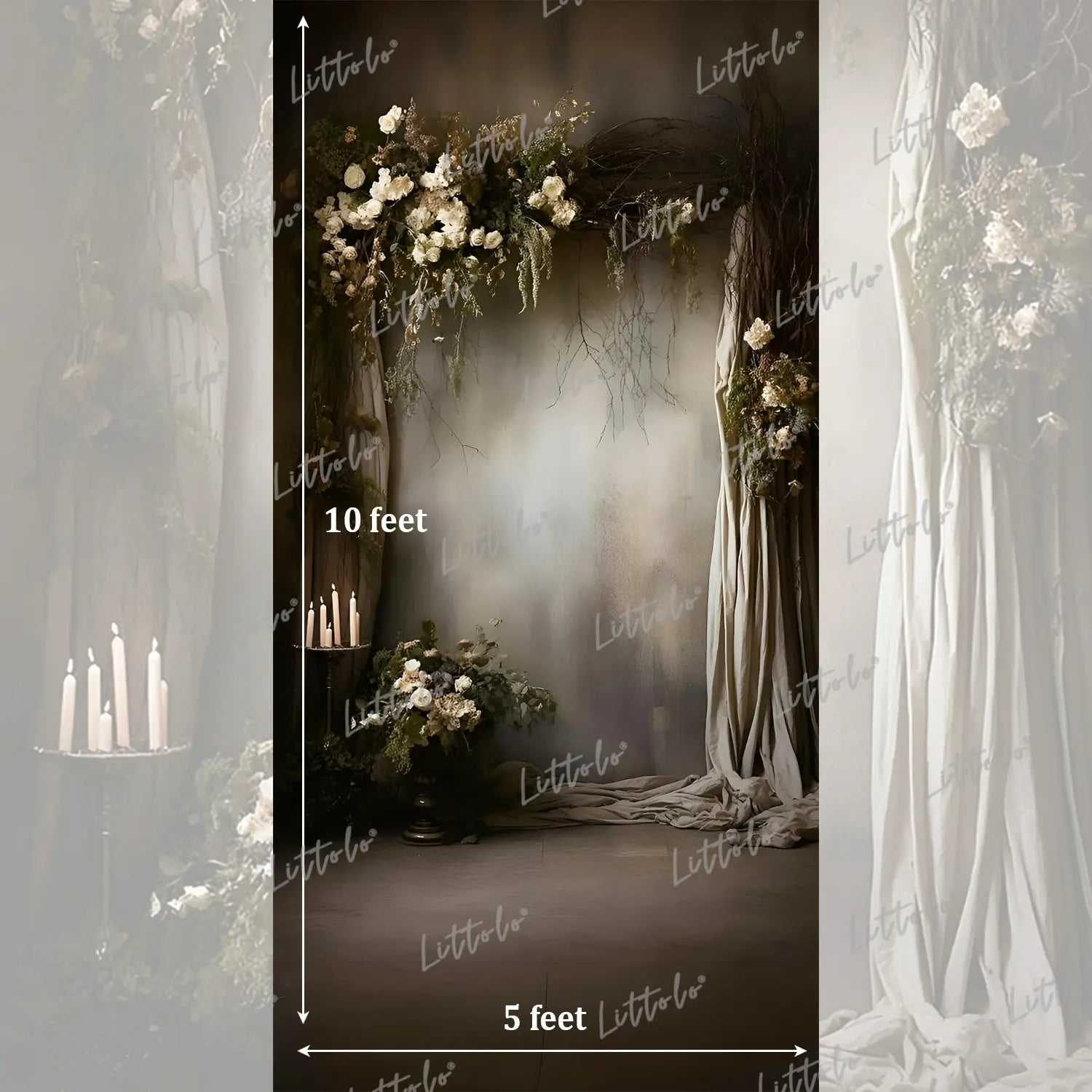 LB1592 Dark Romantic Floral Maternity Backdrop