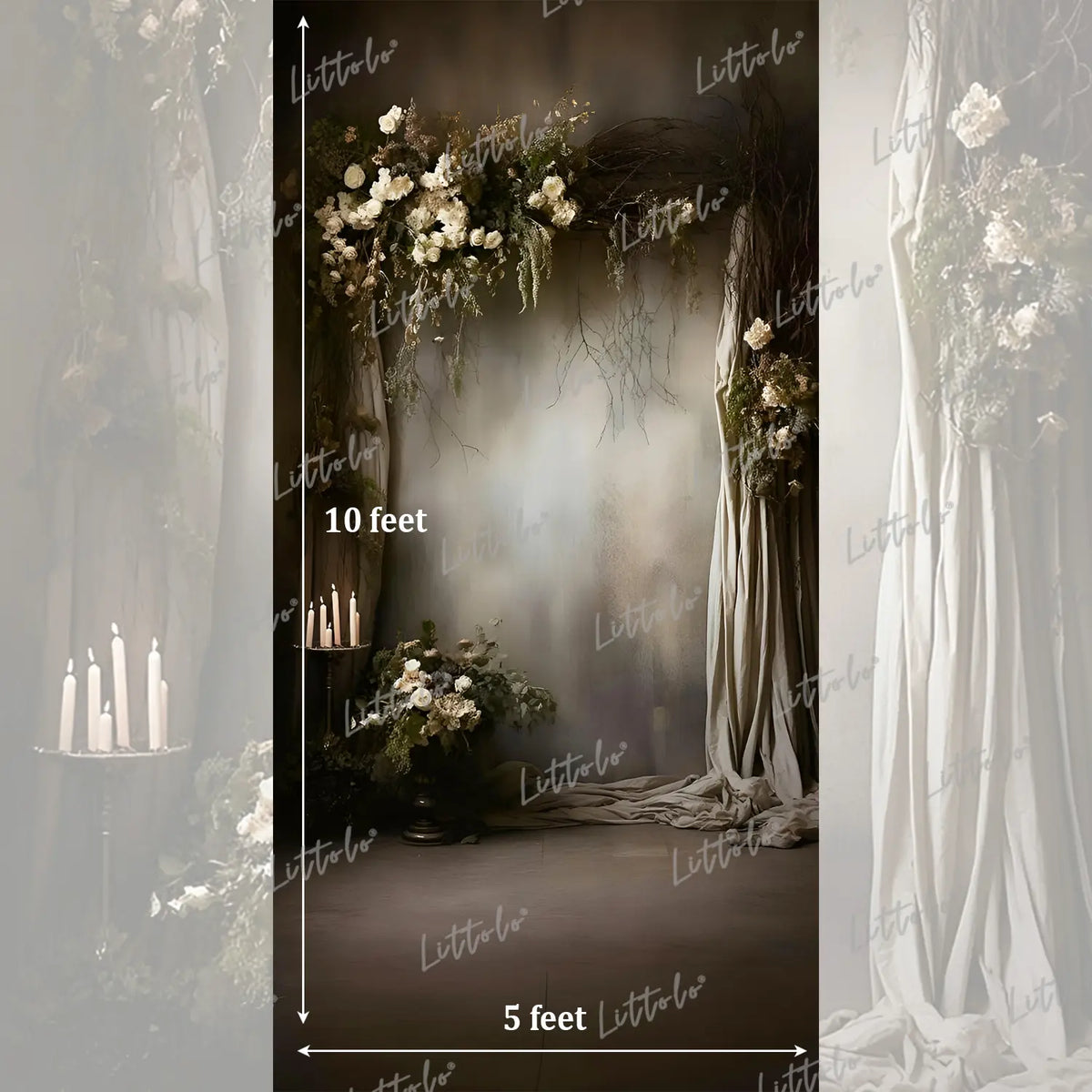 LB1592 Dark Romantic Floral Maternity Backdrop