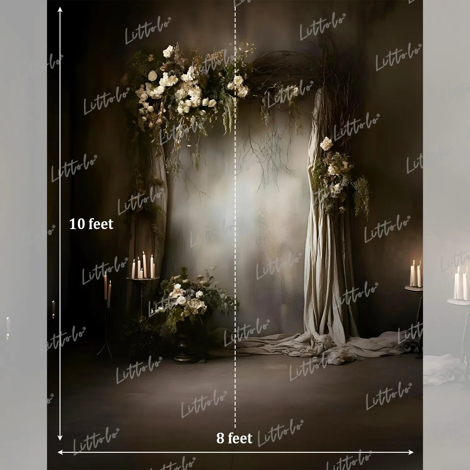 LB1592 Dark Romantic Floral Maternity Backdrop