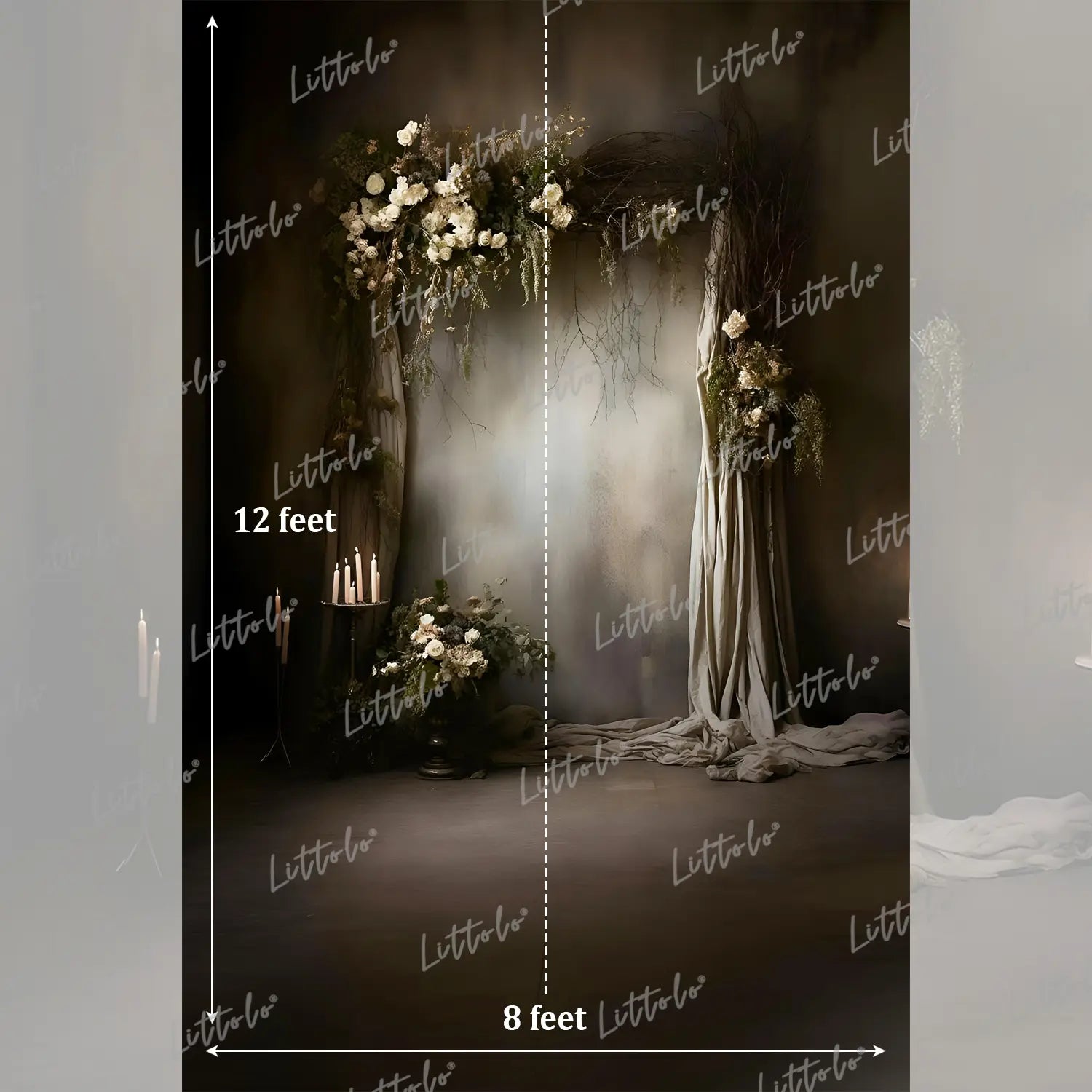 LB1592 Dark Romantic Floral Maternity Backdrop