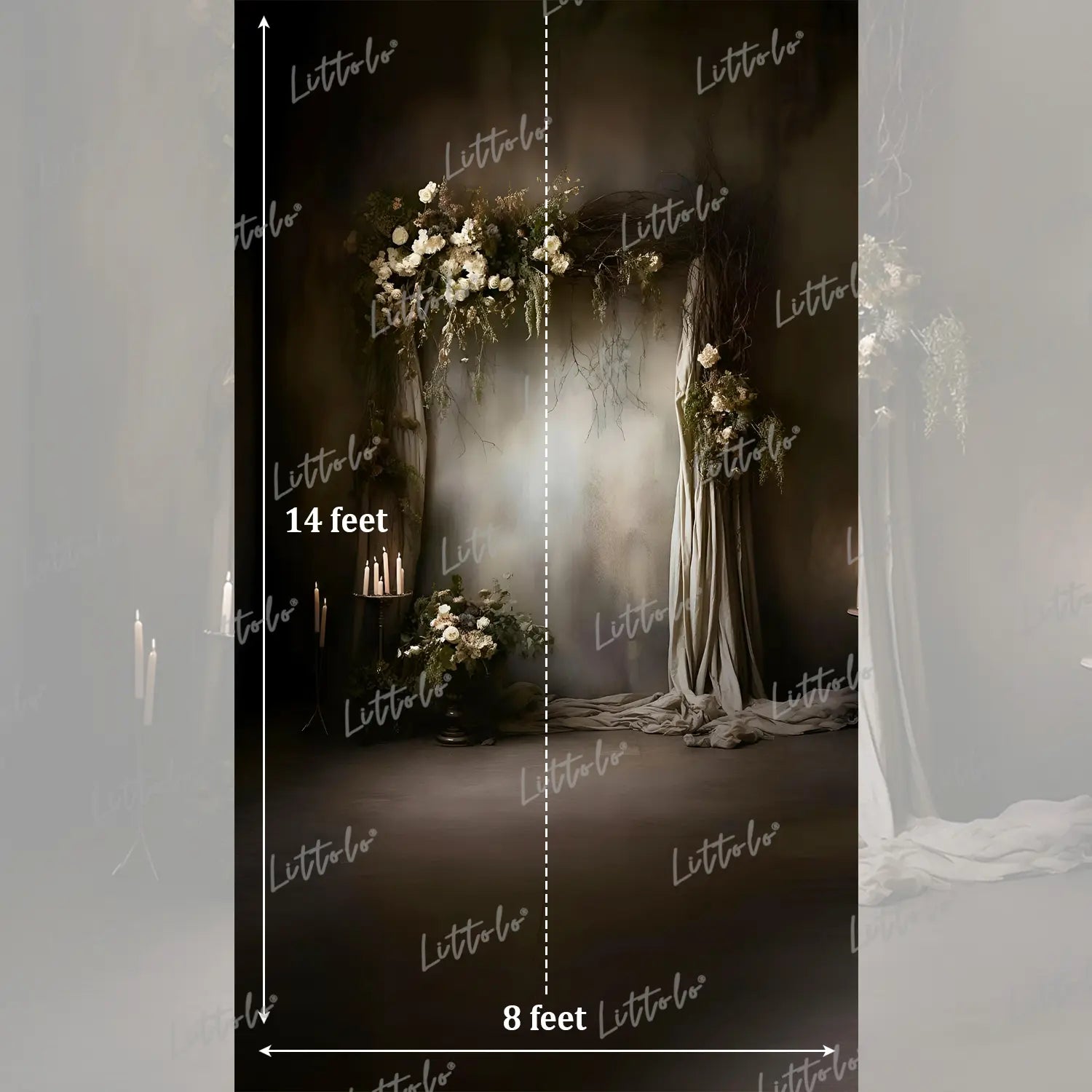 LB1592 Dark Romantic Floral Maternity Backdrop