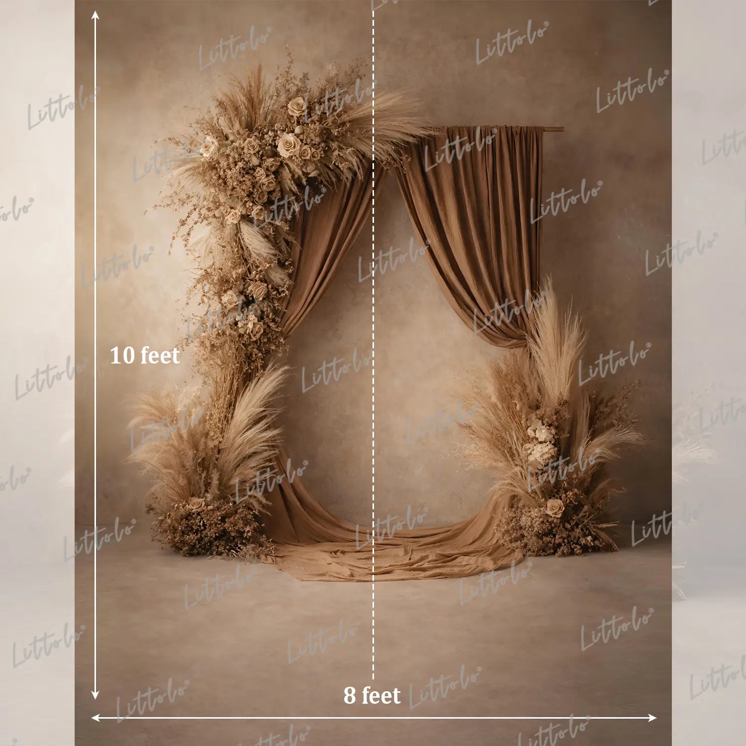 LB1593 Neutral Beige Floral Draped Maternity Background