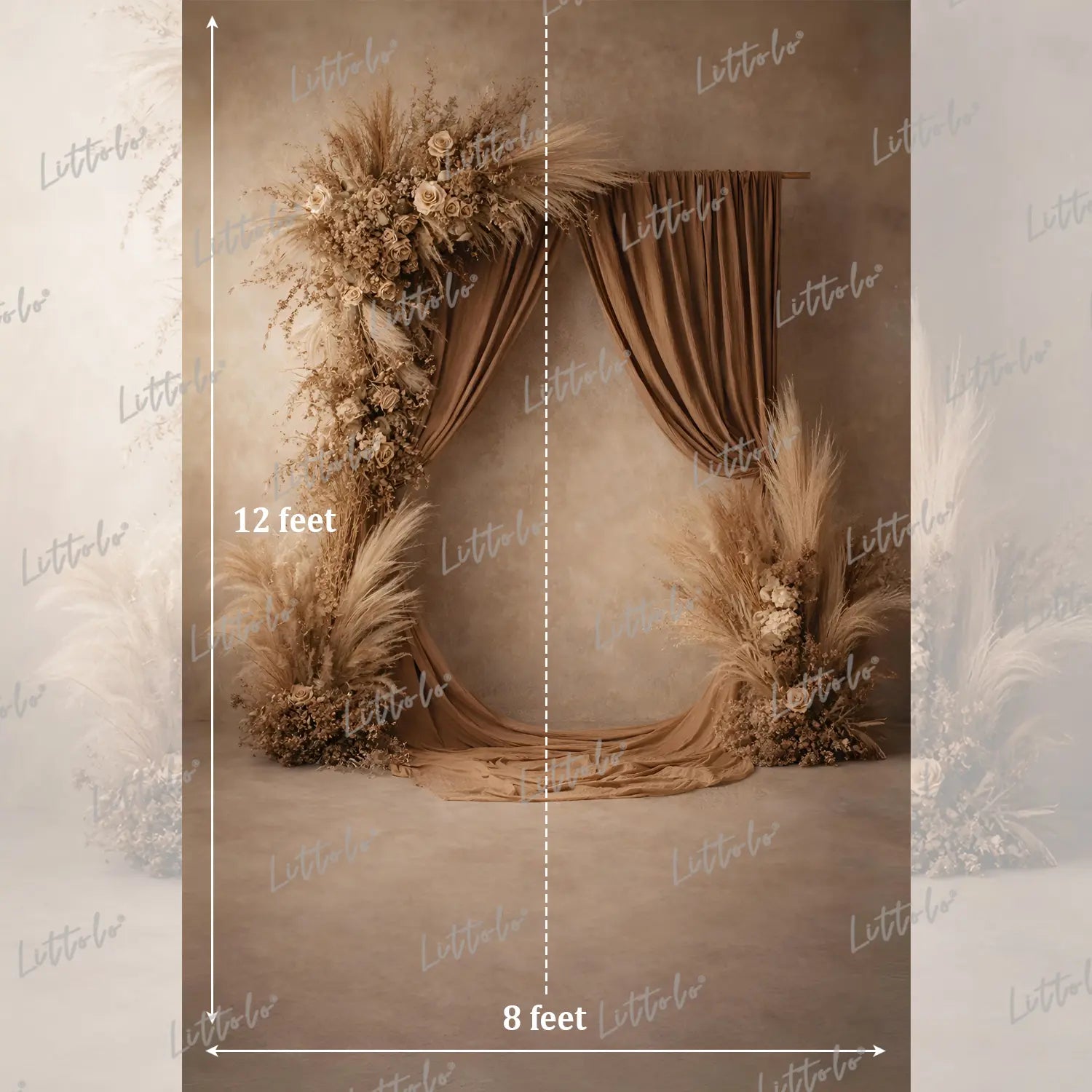 LB1593 Neutral Beige Floral Draped Maternity Background