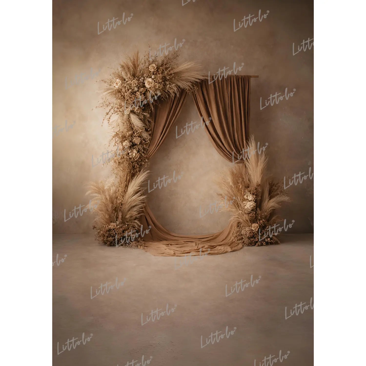 LB1593 Neutral Beige Floral Draped Maternity Background