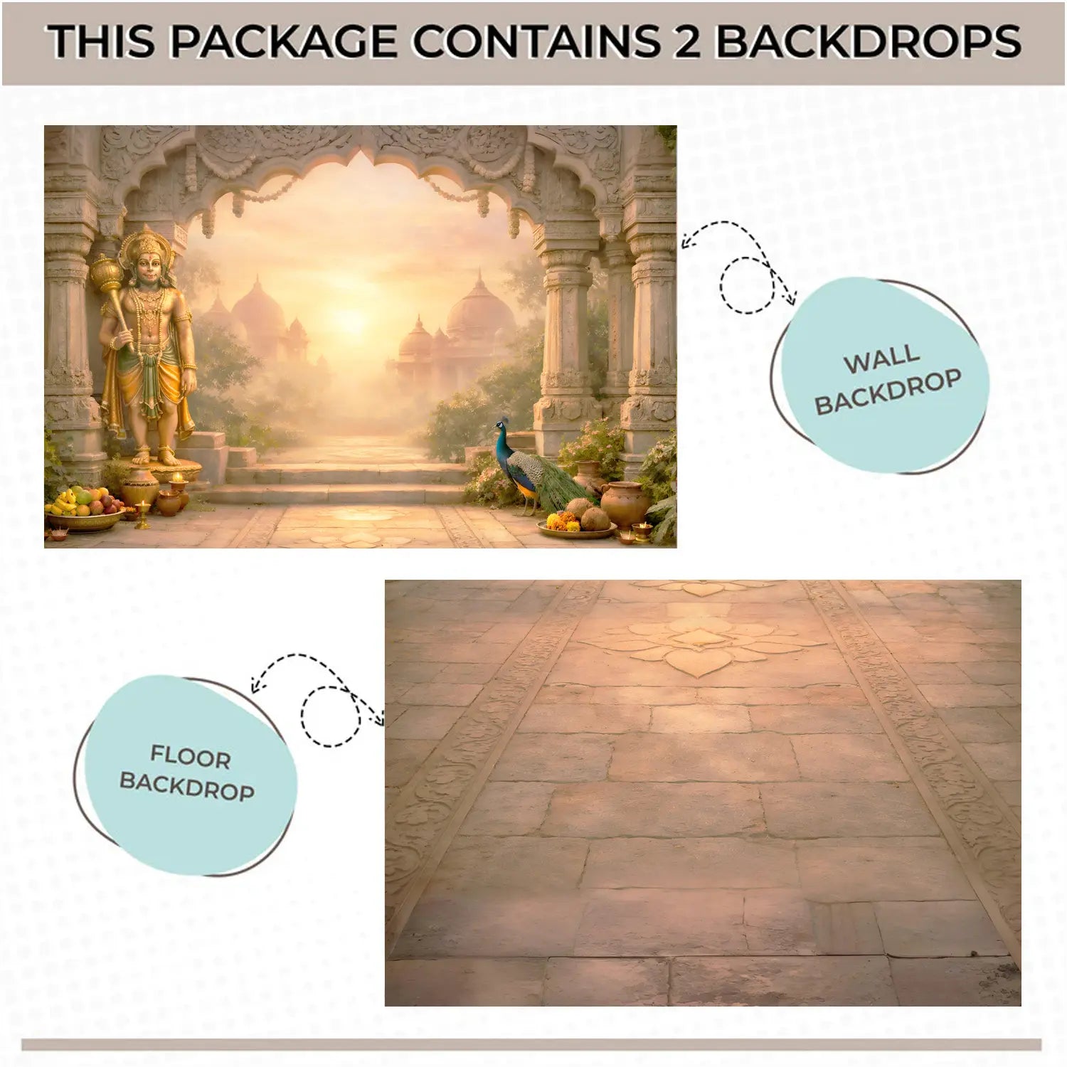 LB1596C Ayodhya Lord Hanuman Ram Navami Floor & Wall Duodrop (2 Pcs)