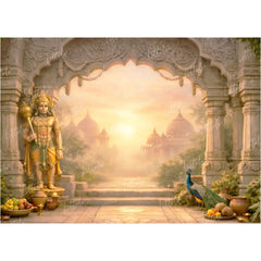 LB1596W Ayodhya Lord Hanuman Ram Navami Wall Backdrop