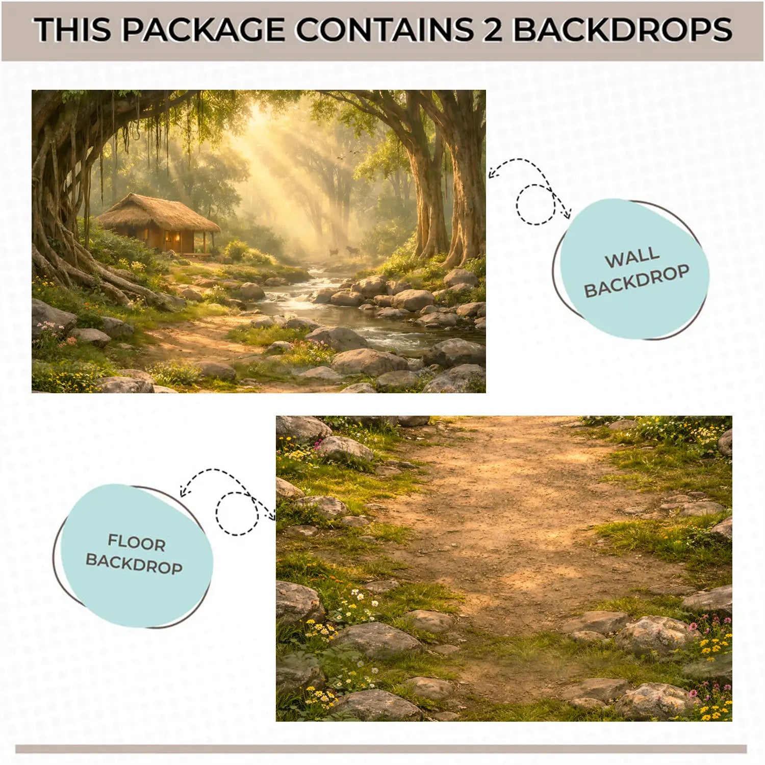 LB1599C Shri Ram Vanvas Forest Ashram Floor & Wall Duodrop (2 Pcs)