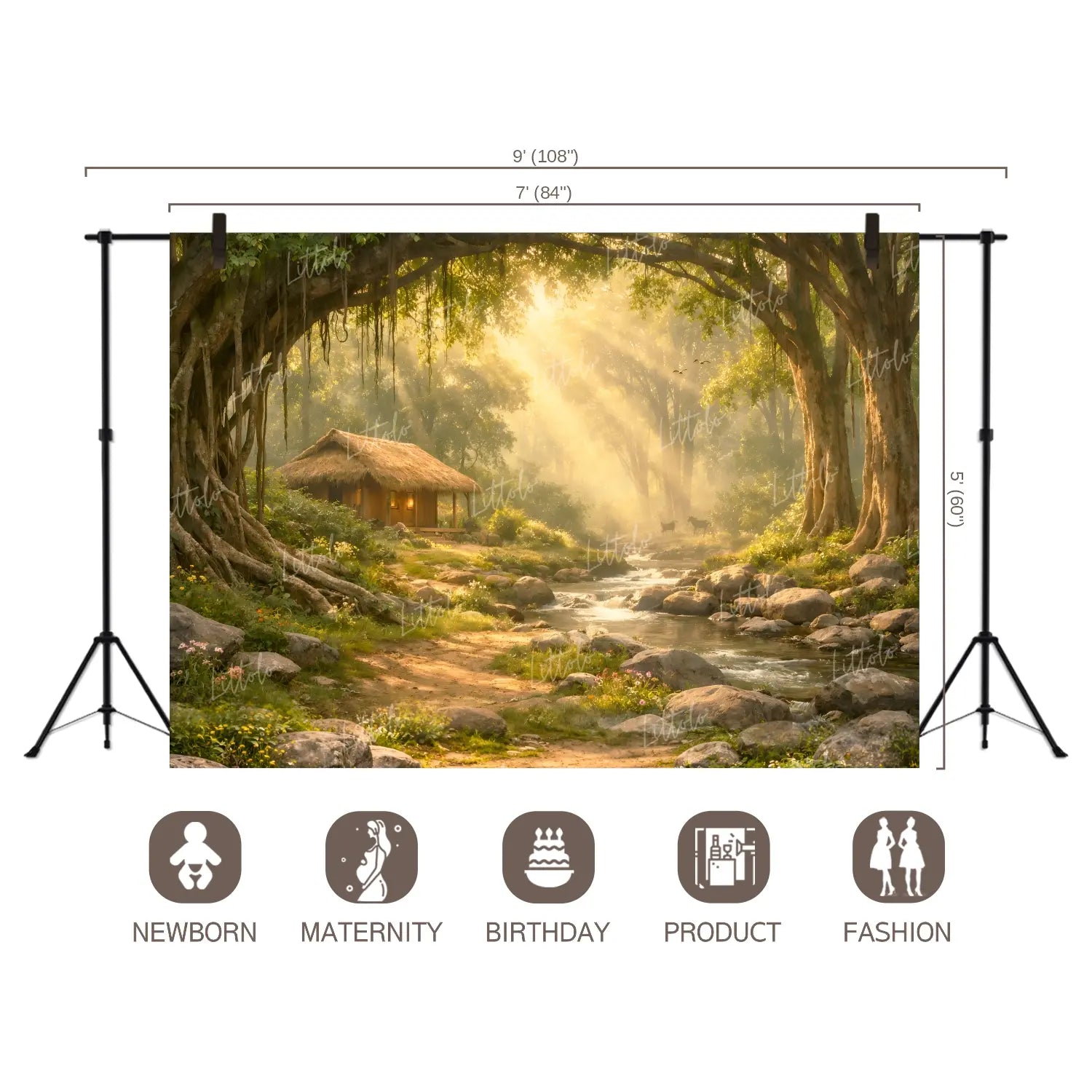 LB1599W Shri Ram Vanvas Forest Ashram Wall Backdrop