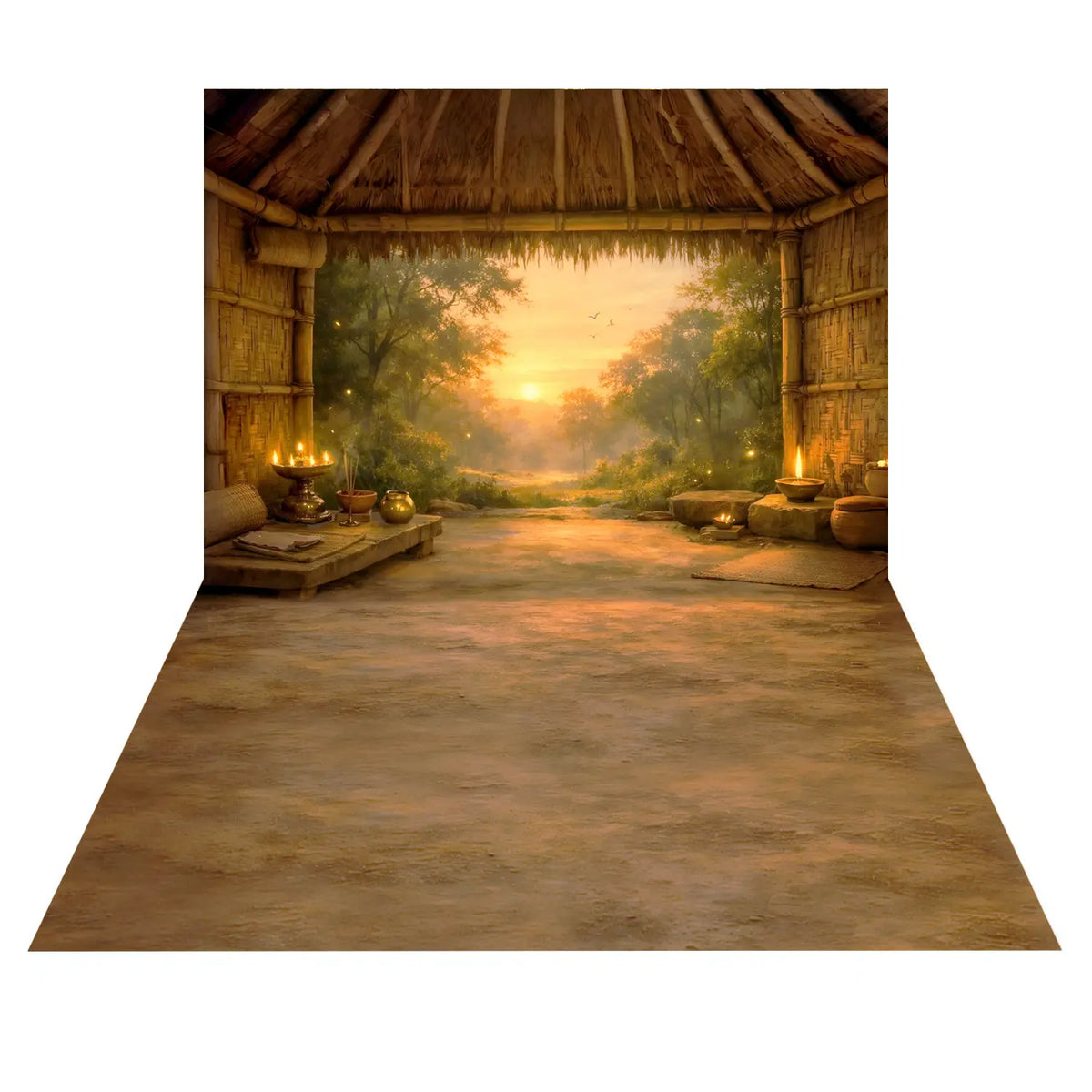 LB1600C Shri Ram Panchavati Forest Ashram Backdrop Floor & Duodrop (2 Pcs)