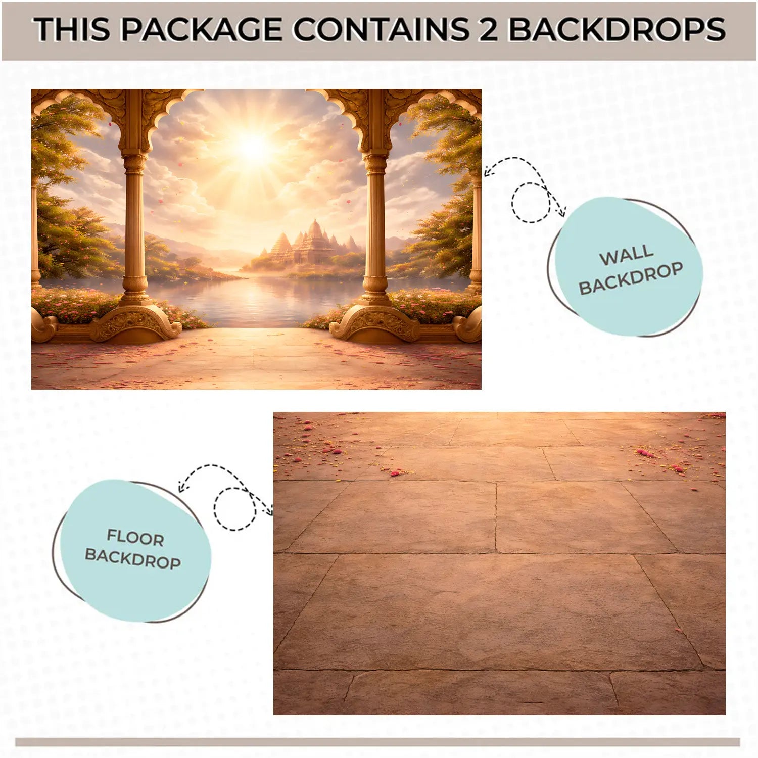 LB1605C Ayodhya Spiritual Morning Floor & Wall Backdrop (2 Pcs)