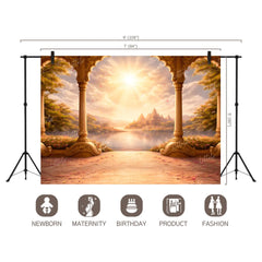 LB1605W Ayodhya Spiritual Morning Wall Backdrop