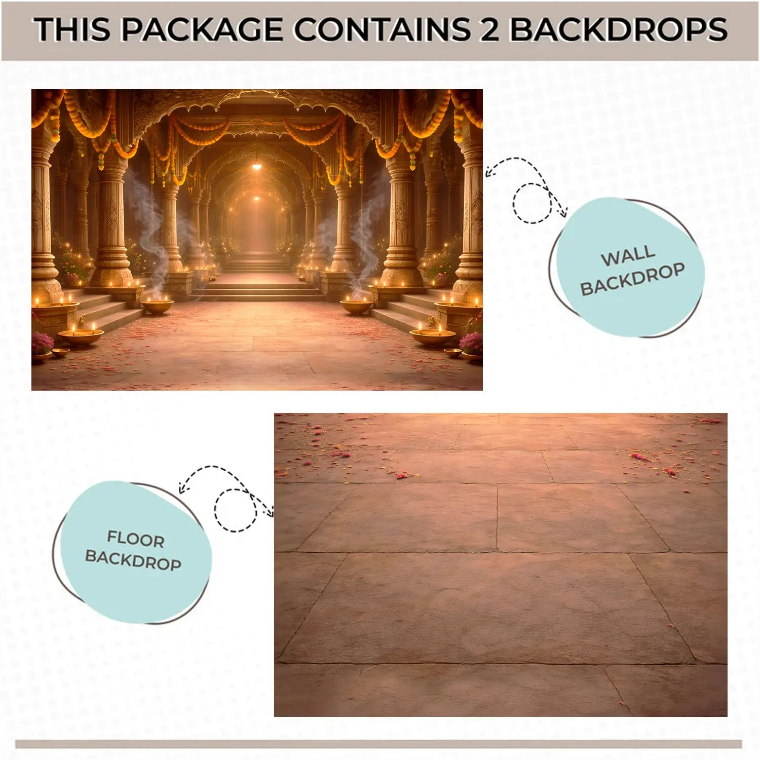 LB1606C Ayodhya Shri Ram Darbar Floor & Wall Backdrop (2 Pcs)