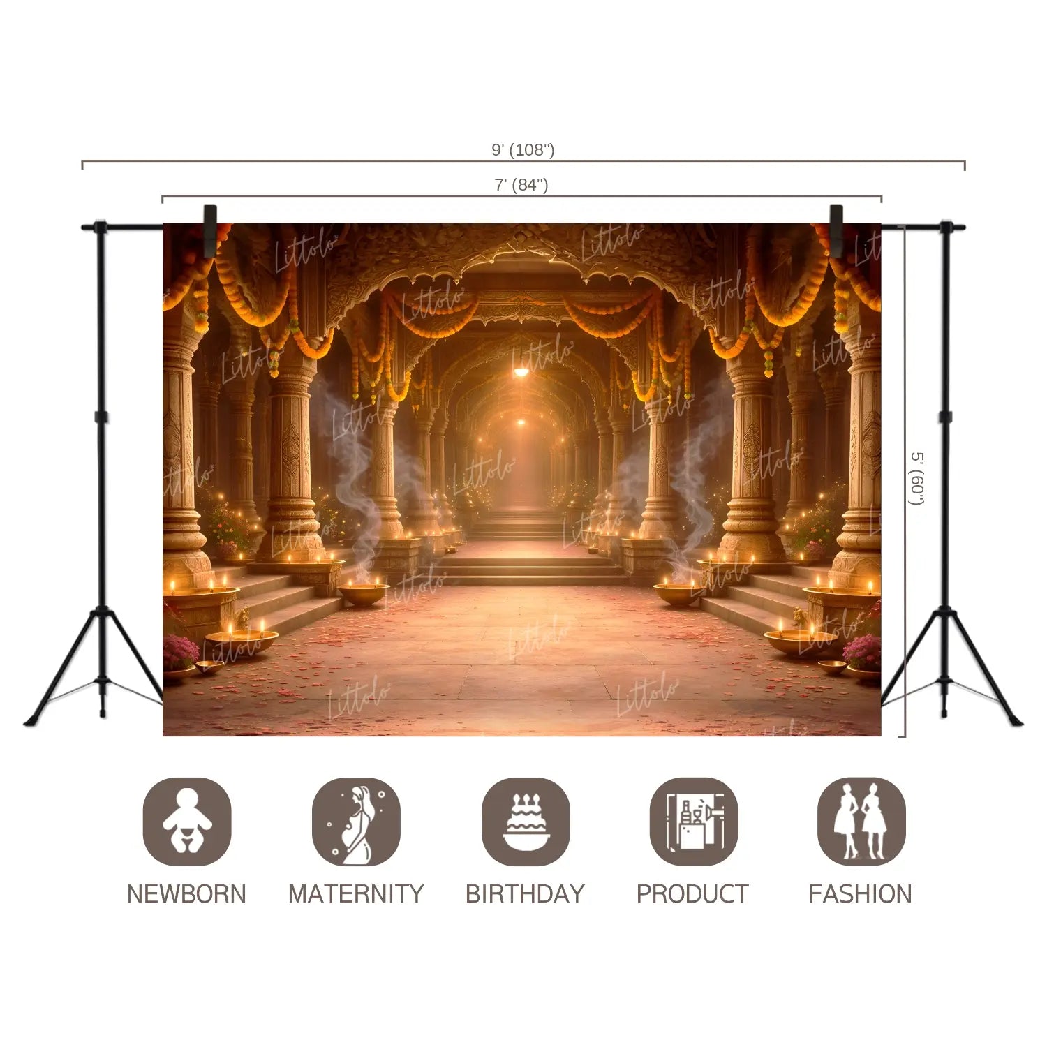 LB1606C Ayodhya Shri Ram Darbar Floor & Wall Backdrop (2 Pcs)