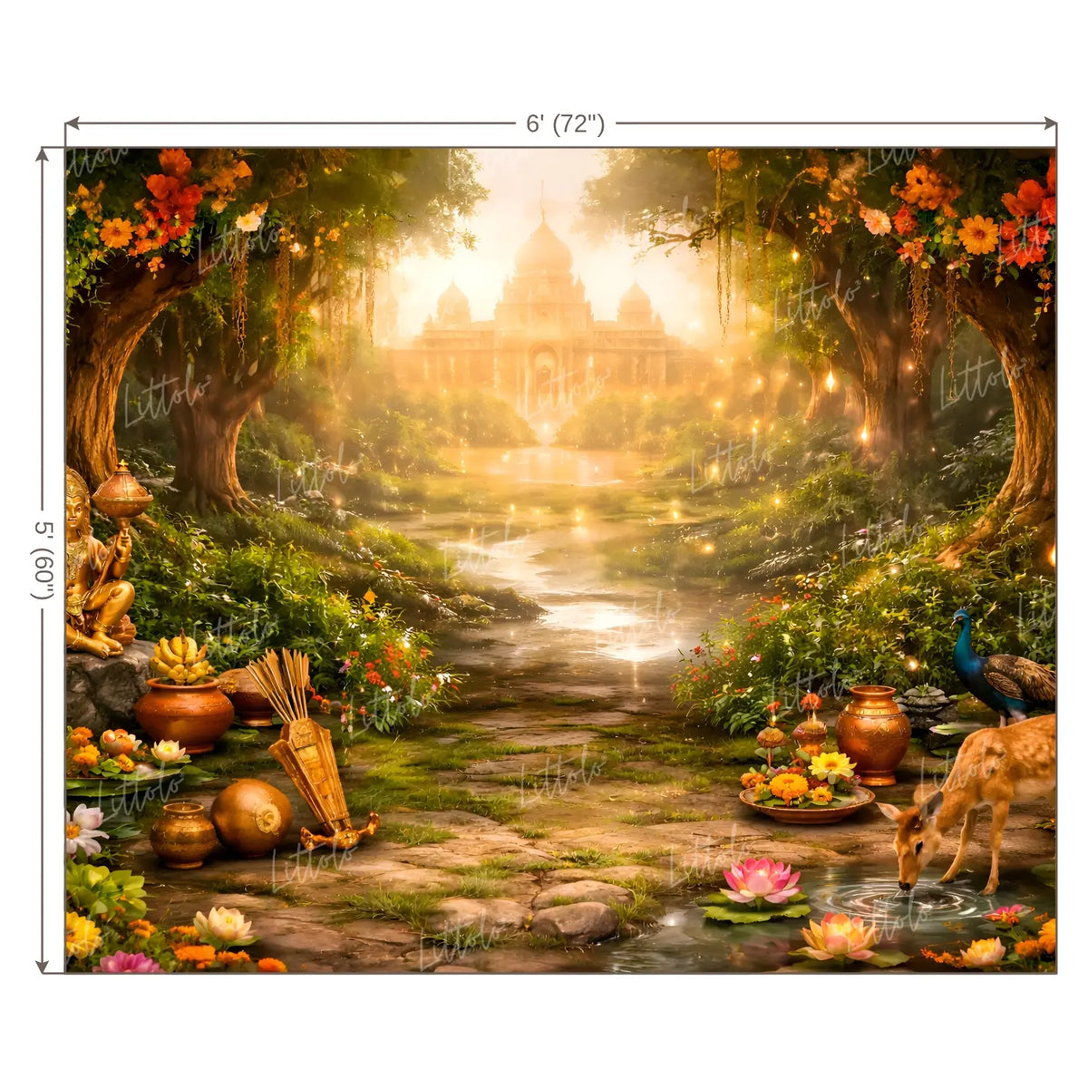 LB1609W Divine Garden Path Ram Navami Festival Backdrop