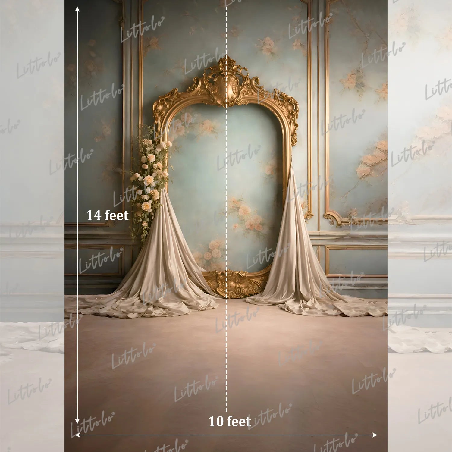 LB1617 French Rococo Floral Wall Arch Maternity Backdrop