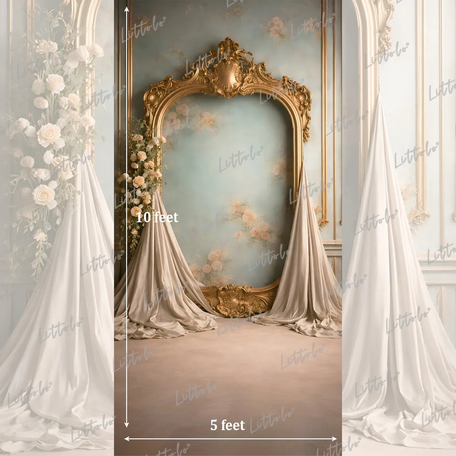 LB1617 French Rococo Floral Wall Arch Maternity Backdrop