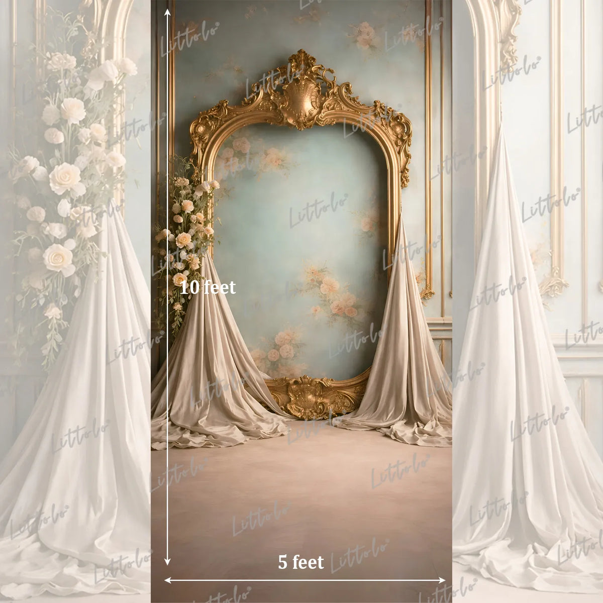 LB1617 French Rococo Floral Wall Arch Maternity Backdrop