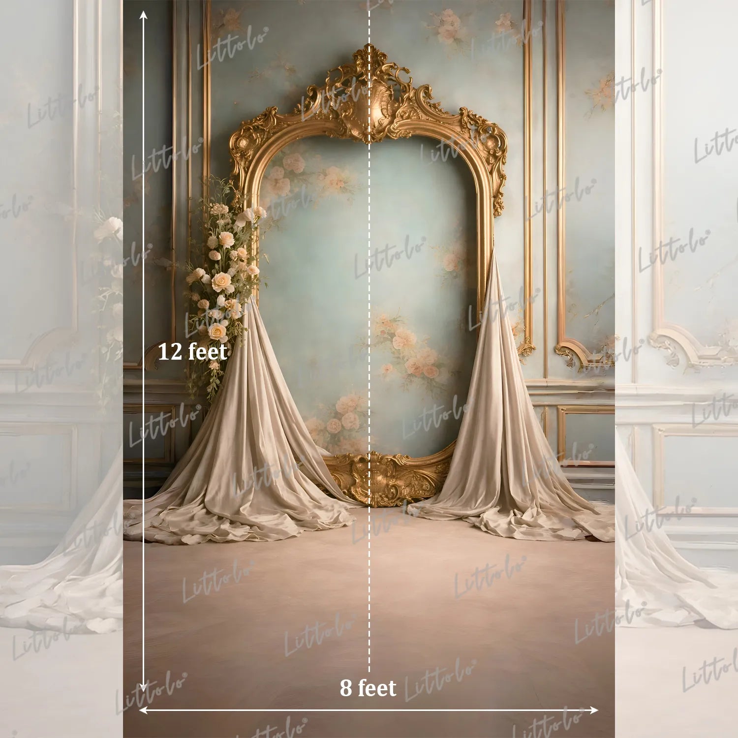 LB1617 French Rococo Floral Wall Arch Maternity Backdrop