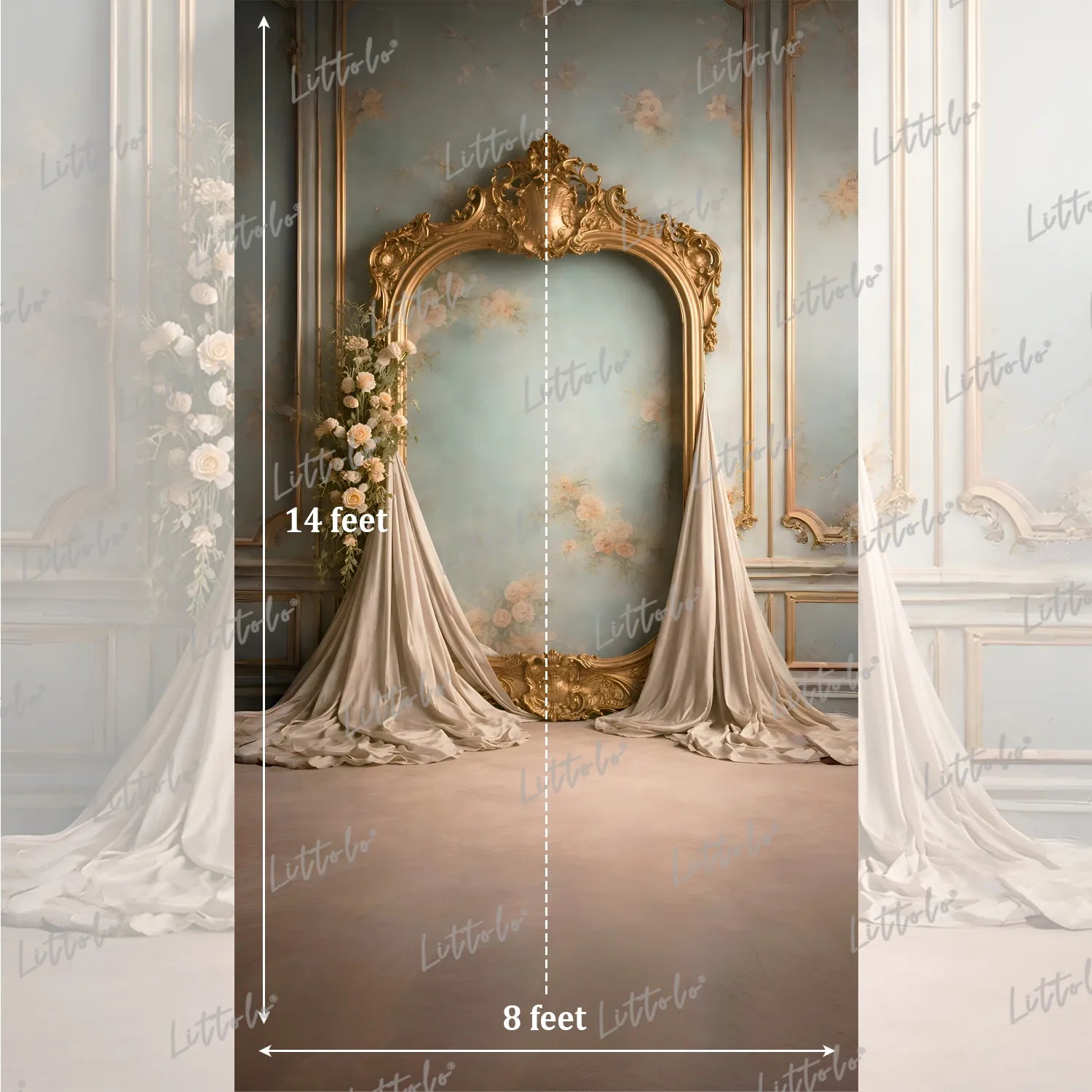 LB1617 French Rococo Floral Wall Arch Maternity Backdrop