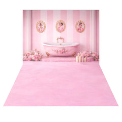 LB1621C Royal Pink Portrait Bath Theme Wall & Floor Backdrop (2 Pcs)