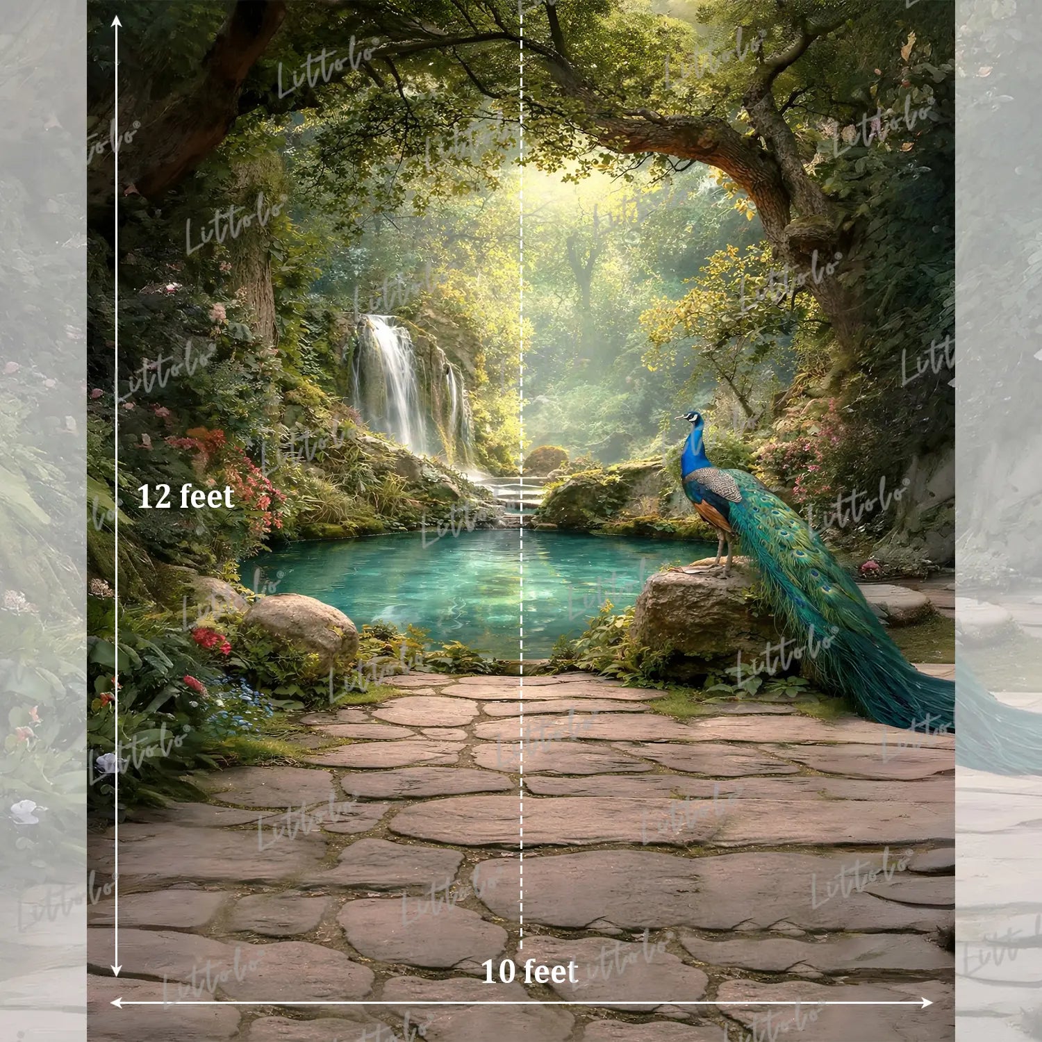 LB1630 Mystic Waterfall Peacock Haven Maternity Backdrop
