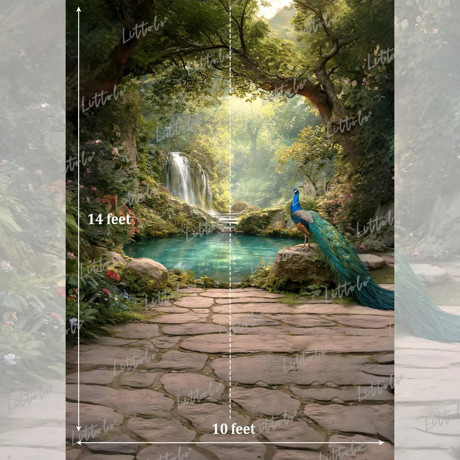 LB1630 Mystic Waterfall Peacock Haven Maternity Backdrop