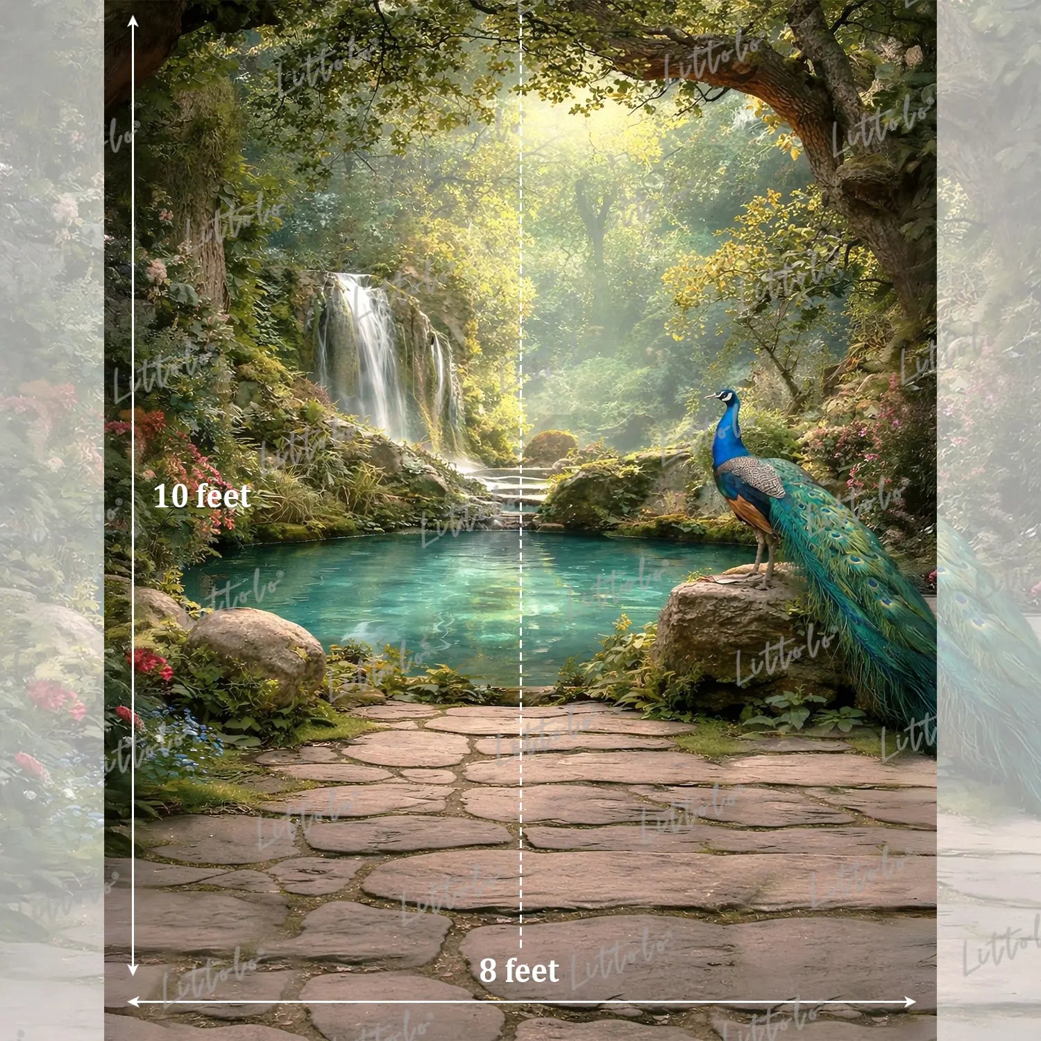 LB1630 Mystic Waterfall Peacock Haven Maternity Backdrop