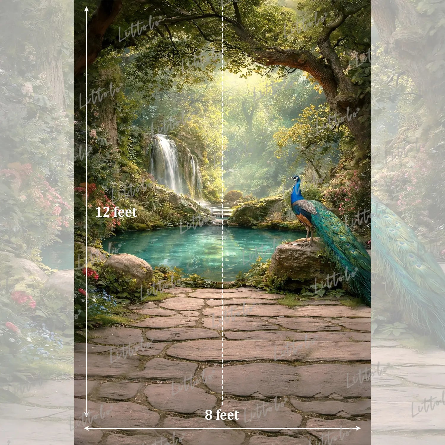 LB1630 Mystic Waterfall Peacock Haven Maternity Backdrop