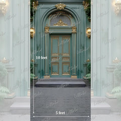 LB1632 Moon Night Vintage Green Palace Door Garden Maternity Backdrop