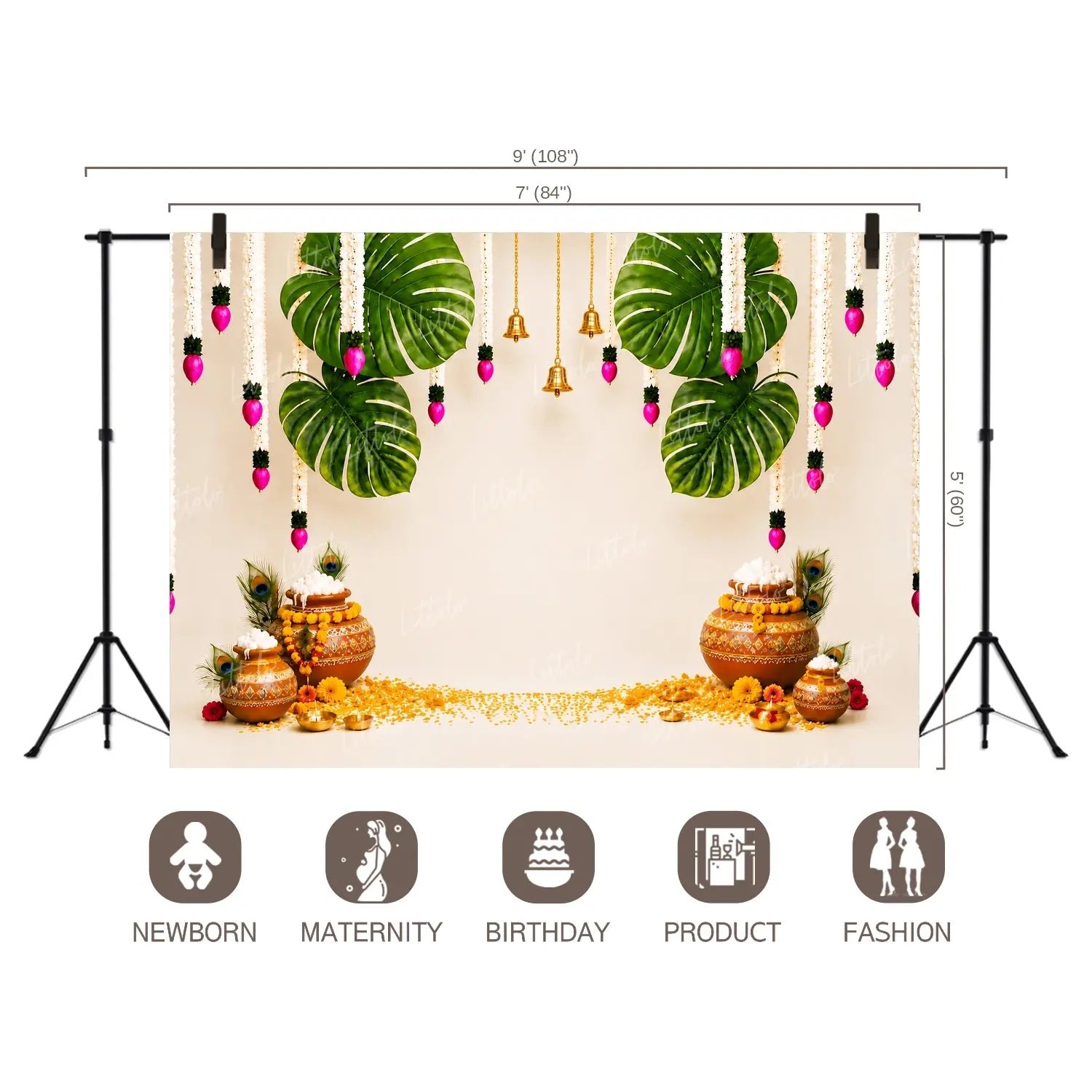 LB1641W Vrindavan Bliss Janmashtami Wall Backdrop