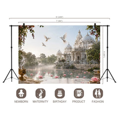 LB1642C Janmashtami Lotus Pond Temple Floor & Wall Duodrop (2 Pcs)