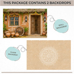 LB1643C Krishna Gokul Village Hut Floor & Wall Duodrop (2 Pcs)
