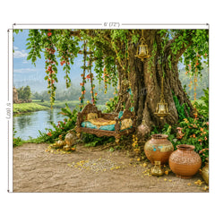 LB1645W Divine Vrindavan Forest Jhula Wall Backdrop