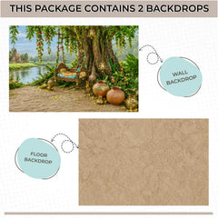 LB1645C Divine Vrindavan Forest Jhula Floor & Wall Duodrop (2 Pcs)