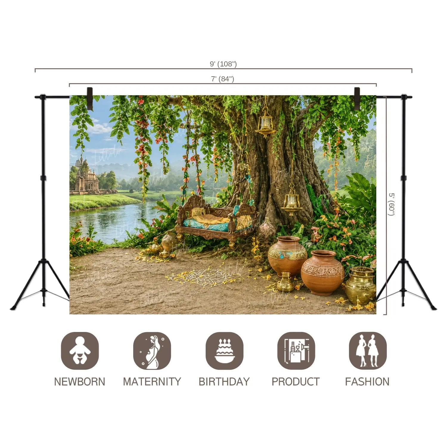 LB1645C Divine Vrindavan Forest Jhula Floor & Wall Duodrop (2 Pcs)