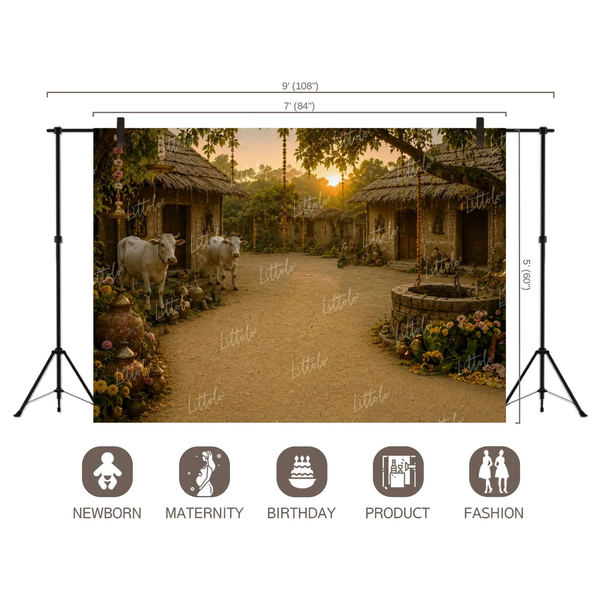 LB1646C Divine Krishna Nandgaon Village Floor & Wall Duodrop (2 Pcs)